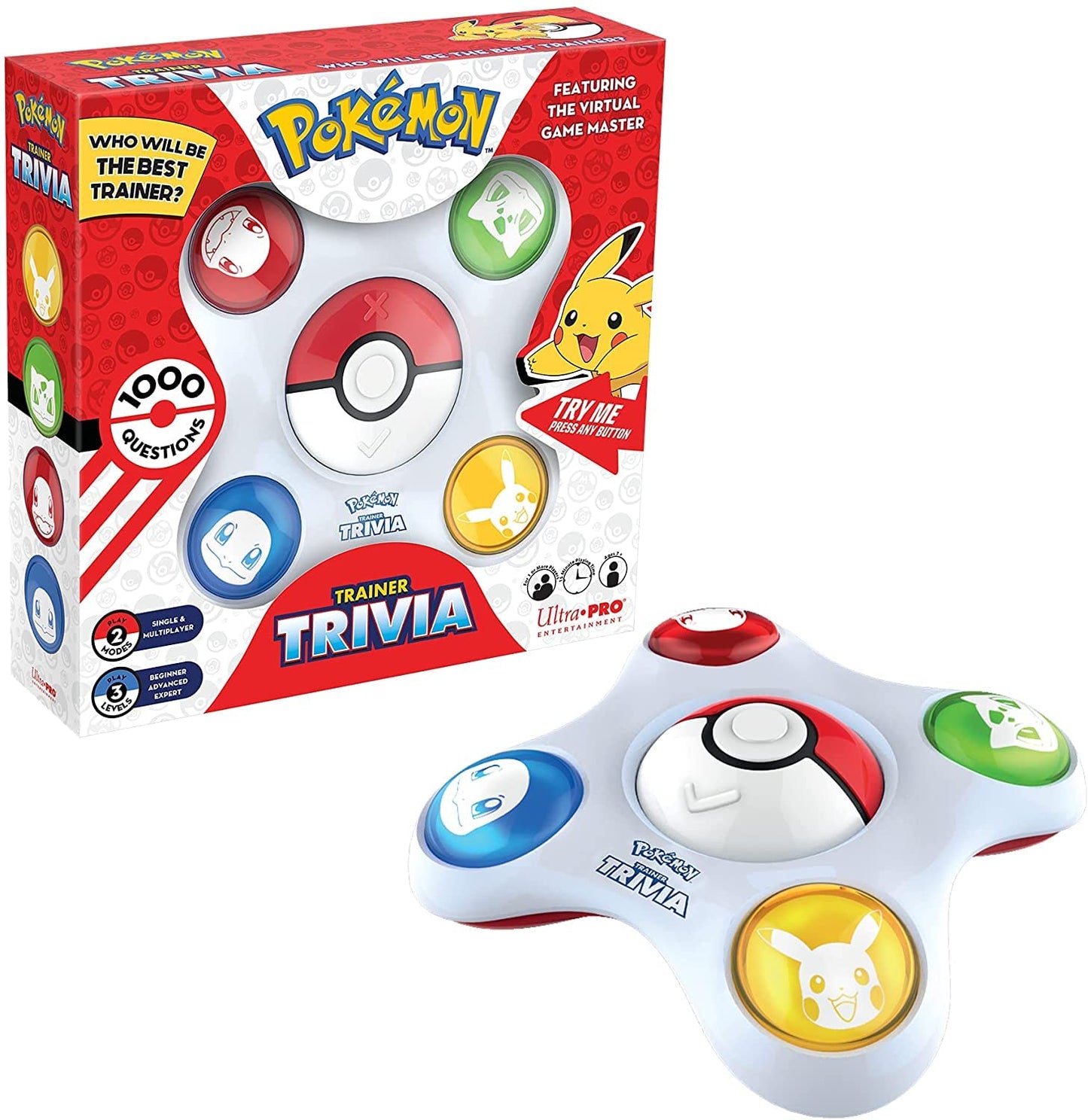 Ultra Pro Pokemon Trainer Trivia Toy - Virtual Game Master, 2 Modes, Multi-Player, Plastic, Model 10285, Travel Board Game