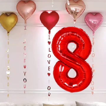 40 Inch Giant Red Number 8 Balloon, Helium Mylar Foil Number Balloons For Birthday Party, 8Th Birthday Decorations For Kids, Ann