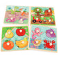 Wooden Peg Puzzles For Toddlers 1-3, Kids' Educational Preschool Peg Puzzle Toy, Set Of 4 Toddler Puzzles - Farm, Dinosaur, Fruit And Marine Animals, Ideal Gift For Ages 1 2 3 Boys And Girls