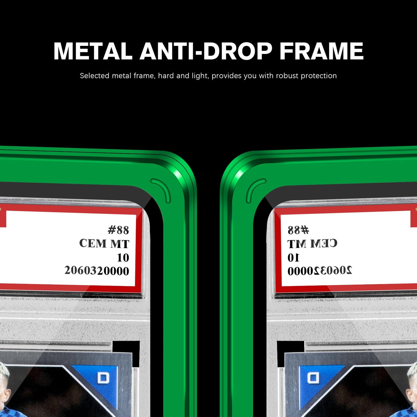 Magenetic Trading Card Slab Protector - enhanced Aluminum Graded Card Showcase  Graded Slab Protector with UV-Resistant Tempered Glass  Personalized Slab Bumper for Collectors  Green