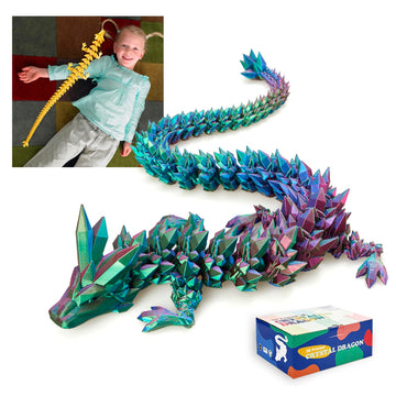 Meet Gladness 30 In 3D Printed Dragon, 30Inch Dragon,3D Dragon Toy,Large Dragon Present,Ariculated Crystal Dragon(Blue Green Pur