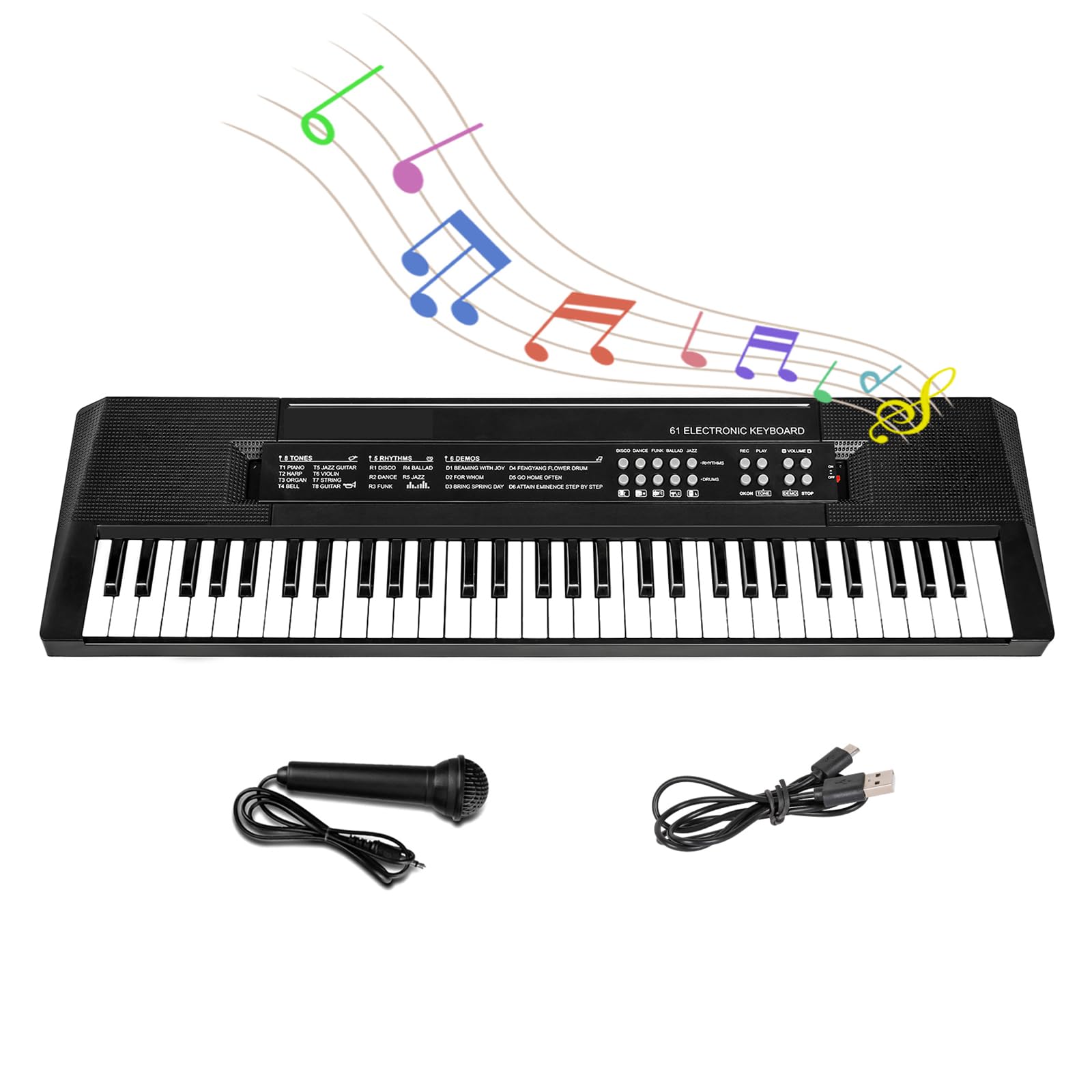 M Sanmersen Kids Music Piano Keyboard, 61 Keys Piano Keyboard Toys With Microphone Portable Mono Electronic Piano Keyboard Teach