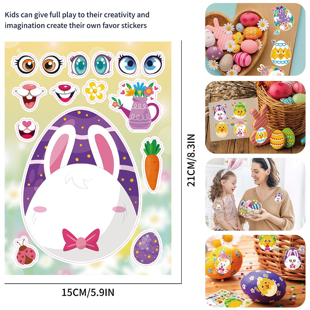 48 Pcs Cute Easter Make Your Own Stickers Stickers For Toddlers Kids,Make Your Own Mix And Match Sticker Sheets Art Craft Kits,Including 2000+Repositionable Little Stickers