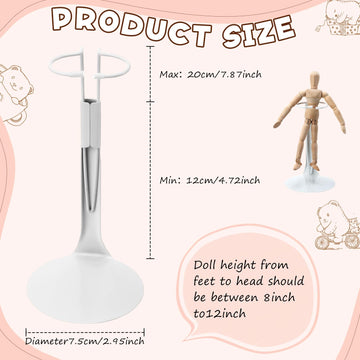 Yaocom 12 Pcs Doll Stand Action Figure Stands With Expandable Waist Wire For 8'' To 12'' Dolls And Action Figure(White)