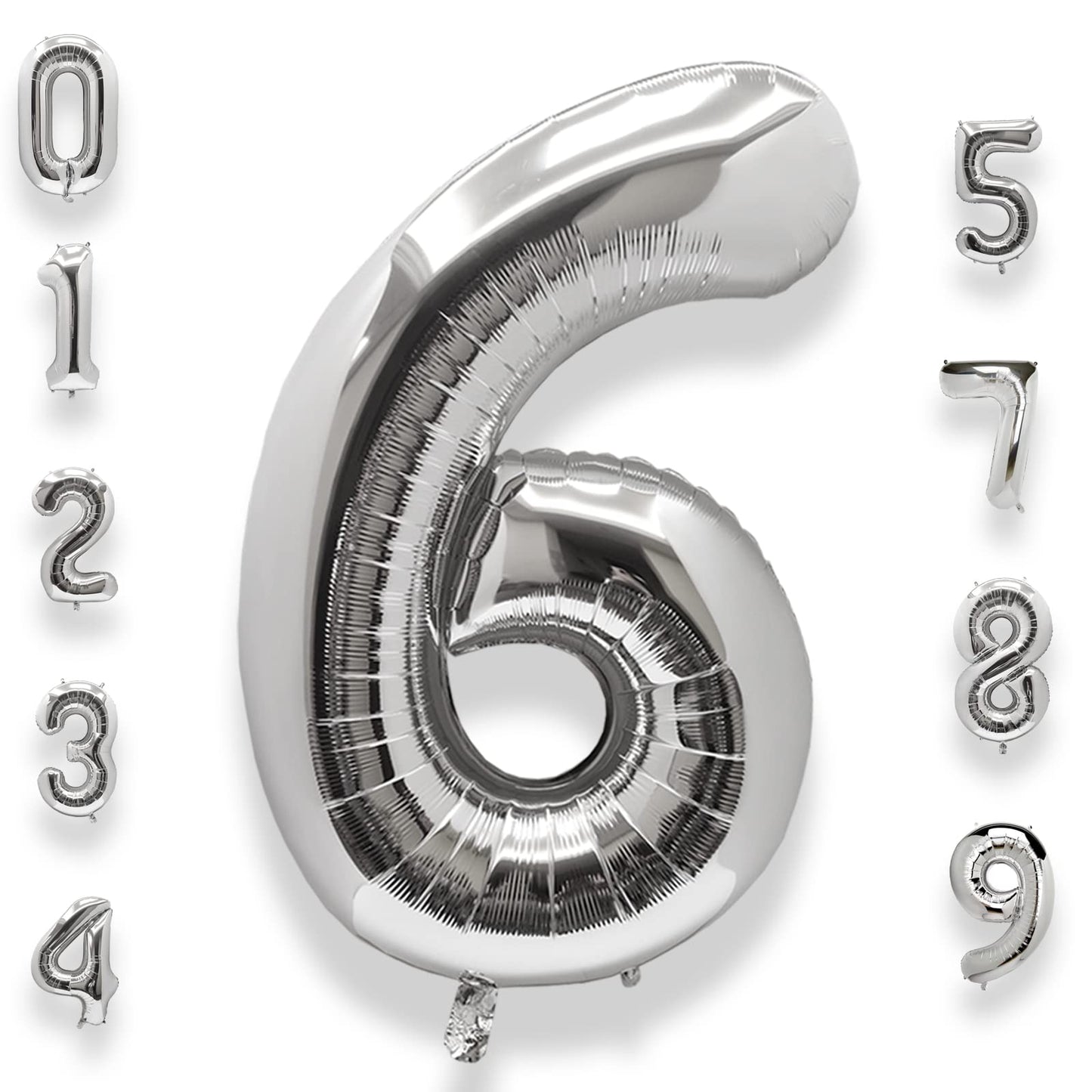 Aule 40 Inch Big Silver 6 Balloon Number Large Foil Helium Number Balloons 0-9 Jumbo Giant Happy 6Th Birthday Party Decorations