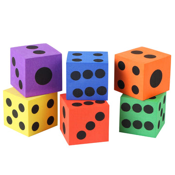 MIDELONG Foam Dice Set, 1.5 Inch Large Assorted Colorful Foam Dice Cubes with Number Dots, Playing Square Blocks Use for Gift Ga