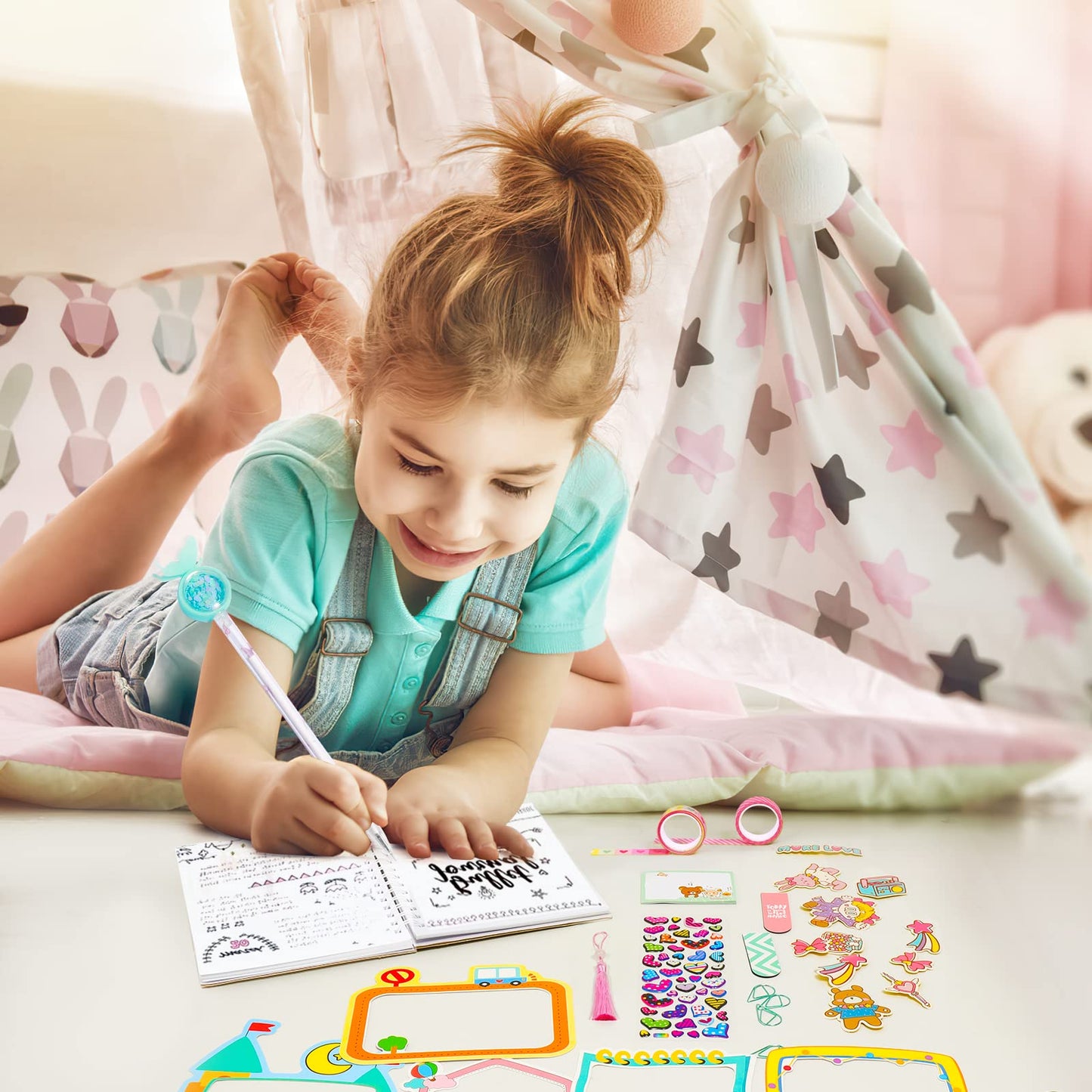 Arulis Diy Journal Kit, Gifts For Girls Age Of 8 9 10 11 12 13 Years Old And Up, Girls Journal Set For Teen Decorate Her Planner/Organizer Birthday Gift Cute Art Crafts Scrapbook Stationary Kit