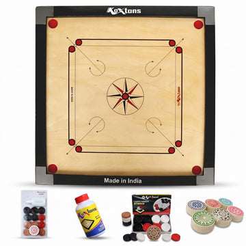 KOXTONS  Carrom Board 32 INCH Full Size with 1.5 Border (Super) with STRICKER & Accessories
