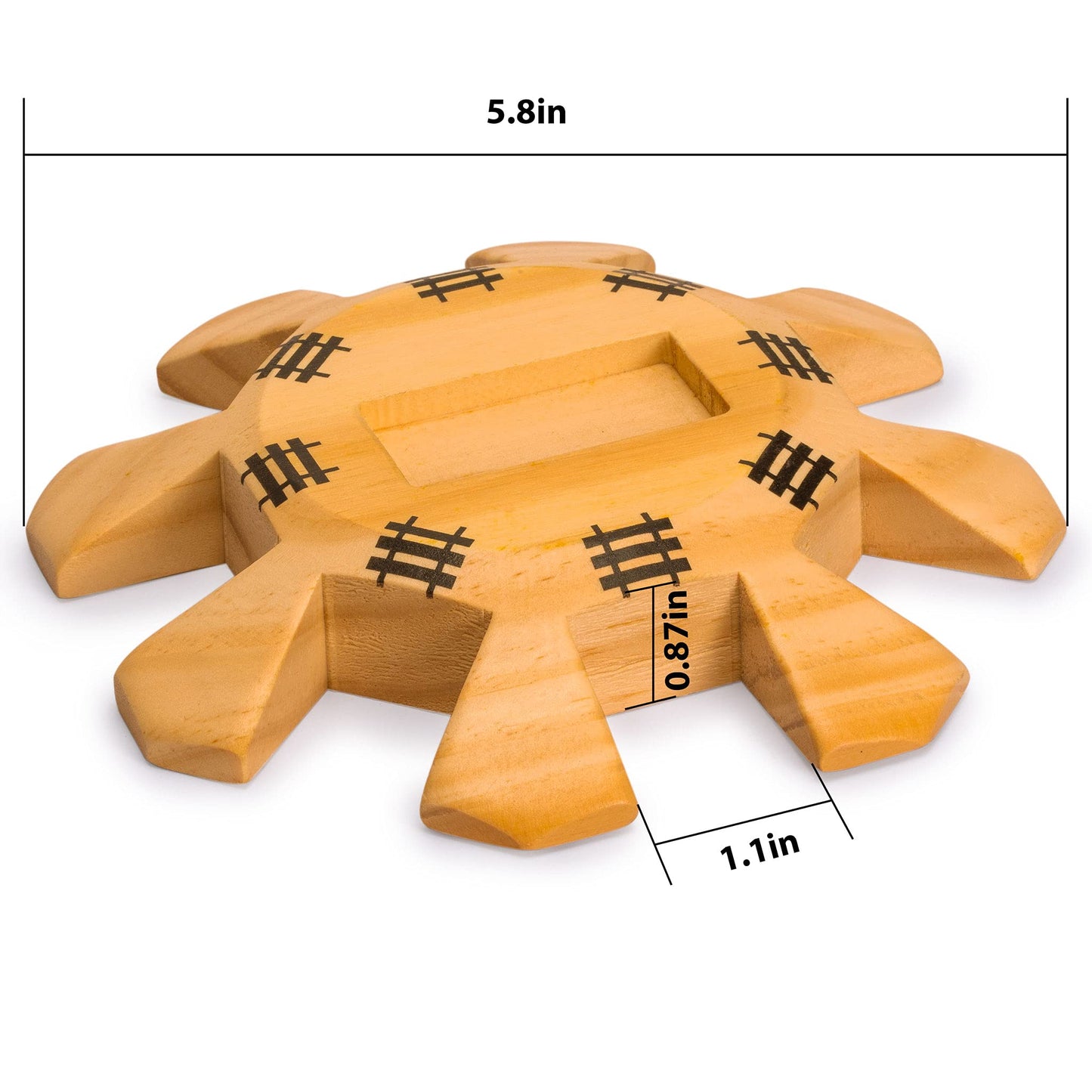 Yellow Mountain Imports Wooden Hub Centerpiece for Mexican Train Dominoes - 5.8" Brown Wood for 8 Players