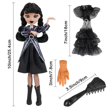 Dbywiub Girls Doll And Accessories, 10 Inch Academy Uniform With Black Dress And Thing