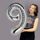 1 Number Balloon Silver 40 Inch Big Foil Mylar 1St Balloons For 1 Year Old Boy Girl Birthday Party Decorations Wedding Anniversa