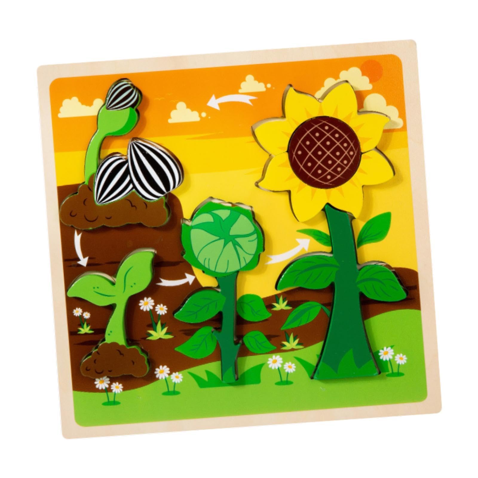 Styleheaven Wood Puzzle Gifts Portable Hands On Learning Fine Motor Skills Jigsaw Puzzle Sunflower|Baby|Toys For Baby|Developmen