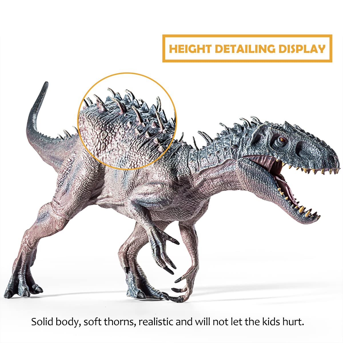 JR PARK Large Dinosaur Toy - Realistic 15.7" T-Rex Figure with Moveable Jaw, Gray Plastic Model for Collectors and Dinosaur Fans