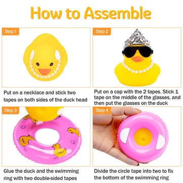 Wonuu Car Duck Rubber Duck Car Ornaments Duck Car Dashboard Decorations With Cute Headband Swim Ring Necklace Sunglasses, C-Female Crown&Gold Chain&Pink
