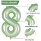Biapian 40 Inch Sage Green Number 8 Balloons, Large 8Th Birthday Balloons With 18'' Foil Cream Brown Heart Balloon For 8Th Year