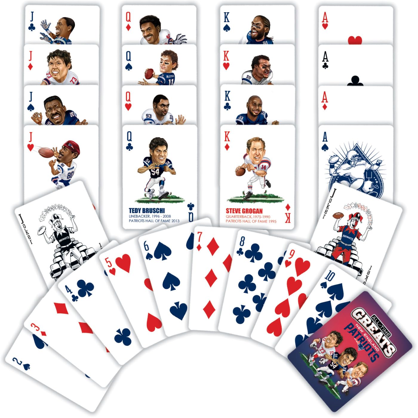 Masterpieces Officially Licensed NFL New England Patriots Playing Cards - 54 Card Deck for Adults