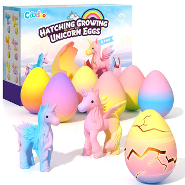 Unicorn Hatching Rainbow Eggs for Kids - 6 Pack Unicorn Toys for Boys & Girls, Birthday Easter Basket Stuffers Gift Ideas for Ki