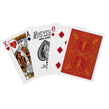 Bicycle 140Th Year Anniversary Playing Cards, Red And Gold Foil, Historic 1885 Design, Special Edition, 1 Deck