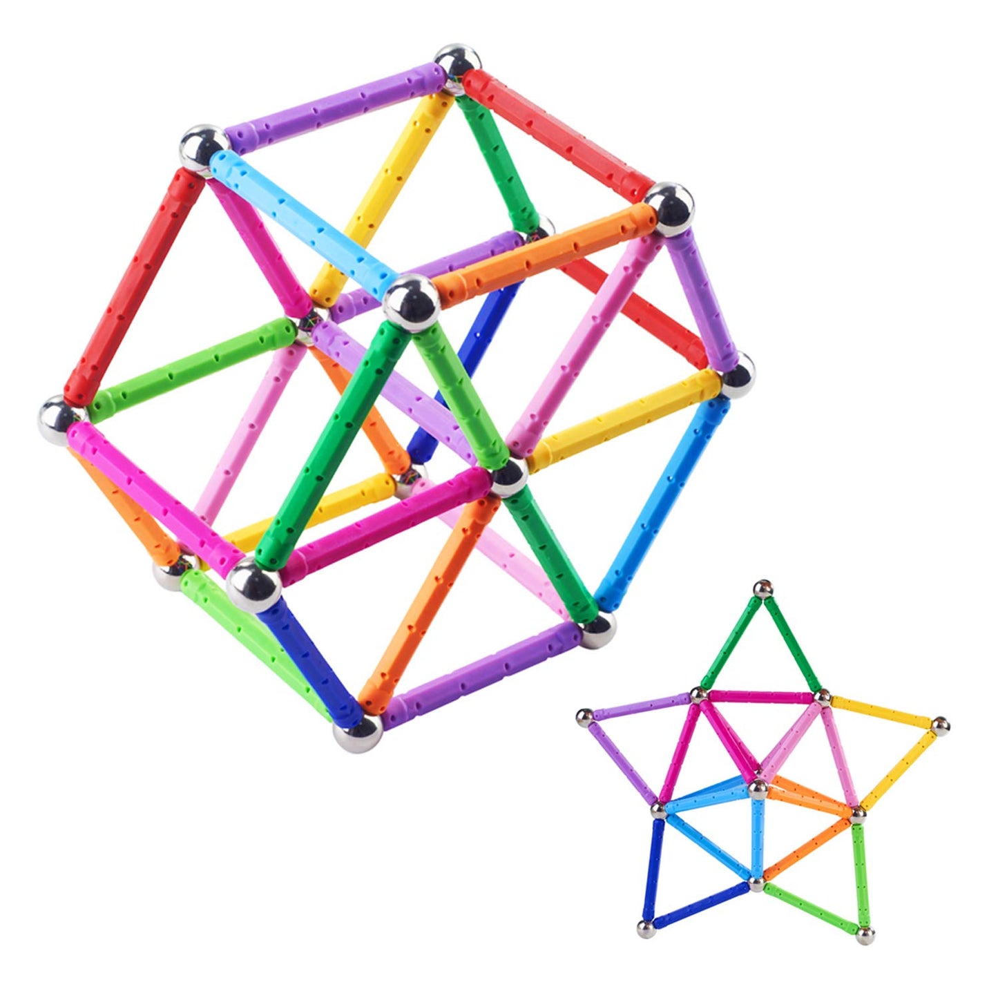 204 Pcs Magnetic Building Sticks Blocks Toys  2.3 Length Magnet Educational Toys Magnetic Stacking Toys Set for Kids and mature-themed  STEM Building Toy 3D Non-Magnetic Balls with Storage Bag