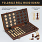 2 In 1 Magnetic Wooden Chess And Checkers Board Game Set, 15' Folding Chess Boards With 2 Extra Queens, Portable Travel Chess Sets With Pieces Storage Slots, Beginner Chess Game Set For Kids, Adults