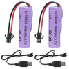 AODTOSIP 2 Pack 3.7V 800mah Li-ion Battery SM 2P Plug with USB Chargers, SM-2P Plug RC Rechargeable Battery for Double Sided RC