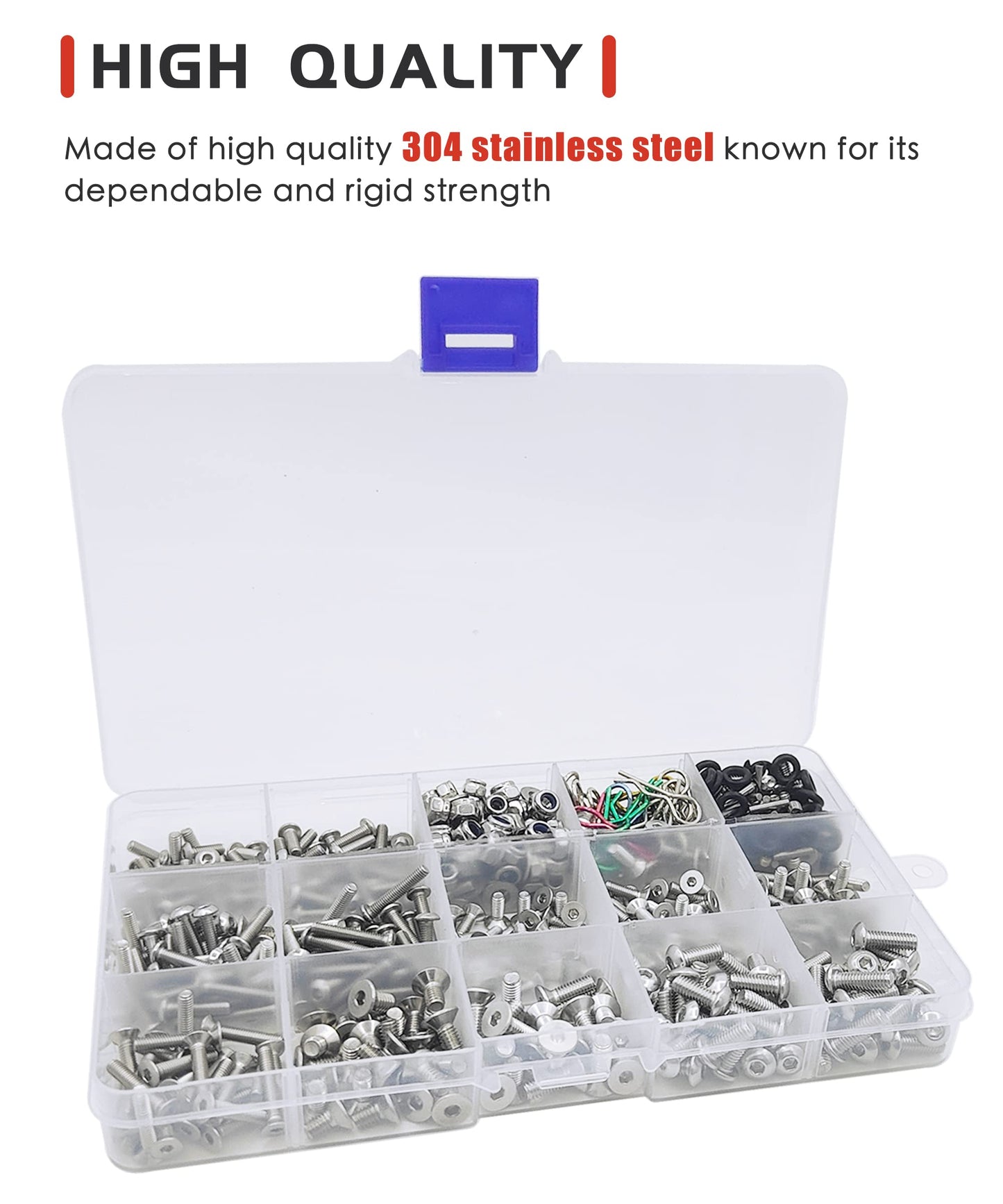 HOPLEX 710pcs Universal RC Screw Kit 304 Stainless Steel Screws Assortment Set, Hardware Fasteners for Traxxas Axial Redcat HPI
