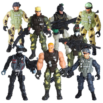 8-Pack Military Toy Soldiers Action Figures Playset  US Army Men and SWAT Team with Military  Accessories for Kids Boys Girls