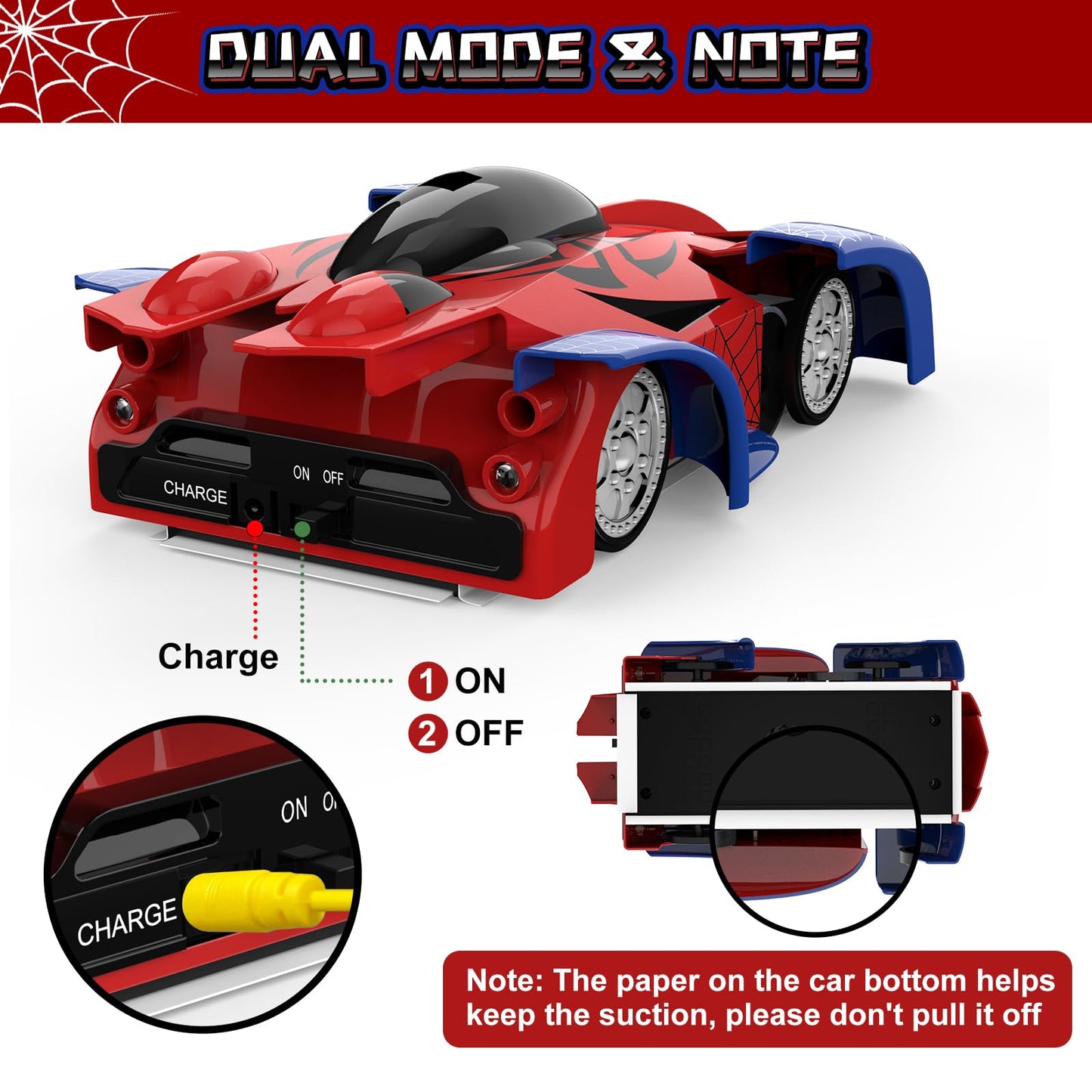 Aomifmik Wall Climbing Remote Control Car, 360 Rotating RC Stunt Car with Headlight, Rechargeable RC Car Toys for 3 4 5 6 7 8-12