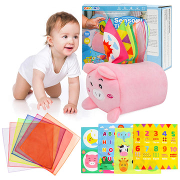 Okooko Tissue Box Toy For Baby 6 To 12 Months Soft Stuffed Sensory Toy Strengthen Pincer Grasp Montessori Early Educational Preschool Learning Toy For Newborn Baby Infant Toddler Kid