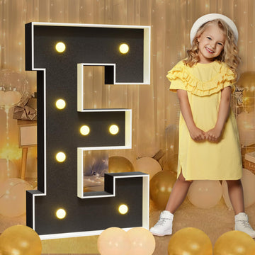Imprsv Marquee Letters Black 3Ft: Black Party Decor - Light Up Letter E Large 3 Feet Tall - Party Decorations Letter For Love Ma