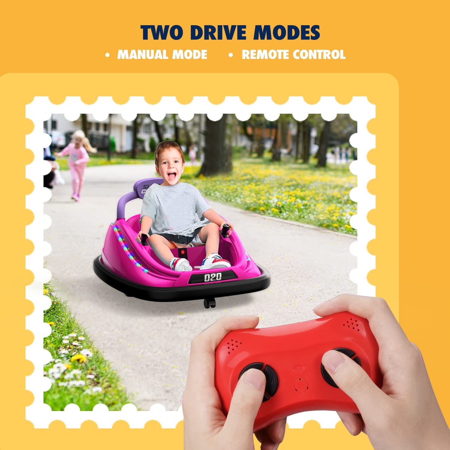 Bumper Car, 12V Electric Kids-Bumper Car Ride Toys With Remote And Music Function, Perfect Kids Gifts Baby For Toddlers 1-6 For