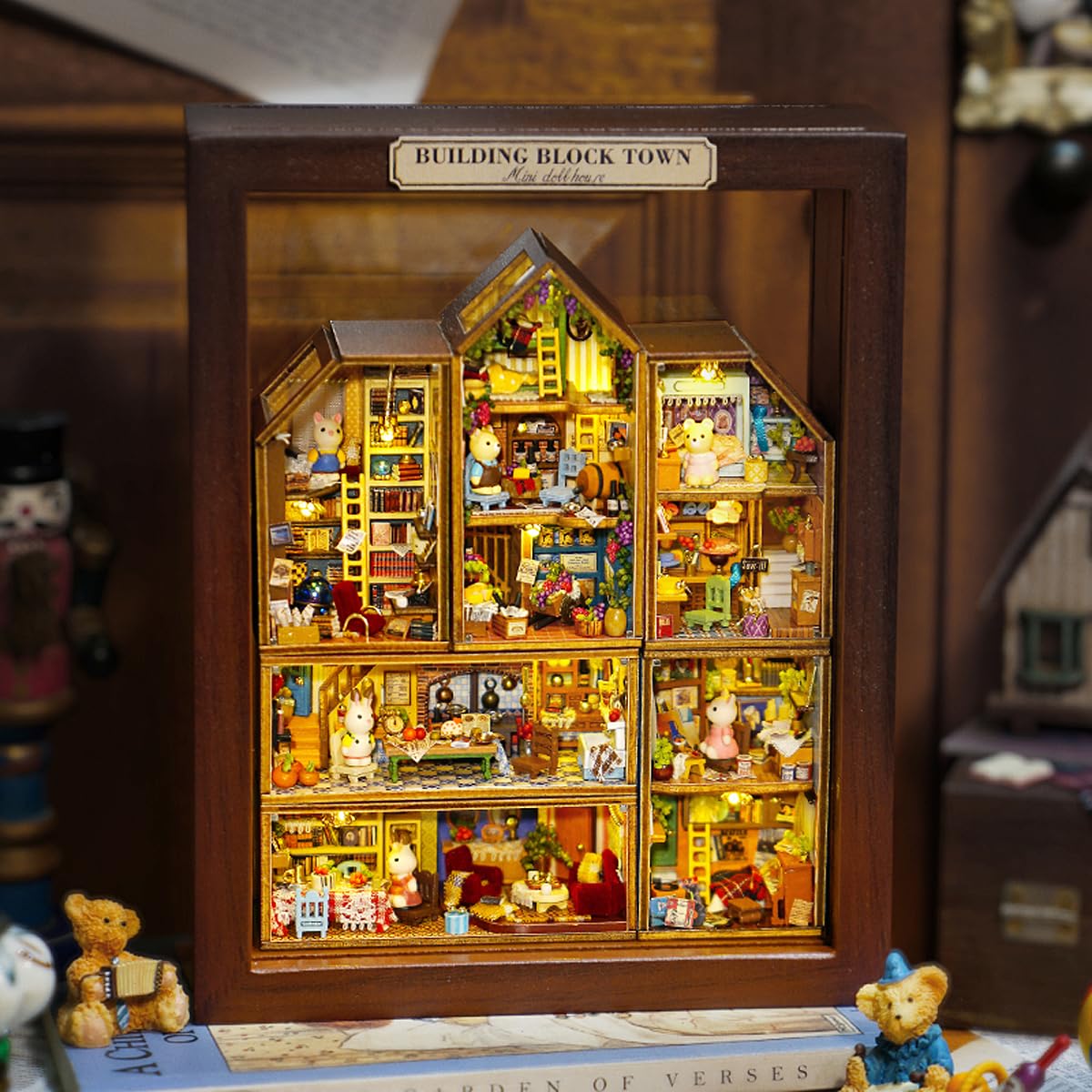 DIY Miniature House Kit  CUTEROOM Mini House Kit for mature-themed to Build  Wooden Dollhouse Making Kit with Furniture  Christmas Birthday Gifts