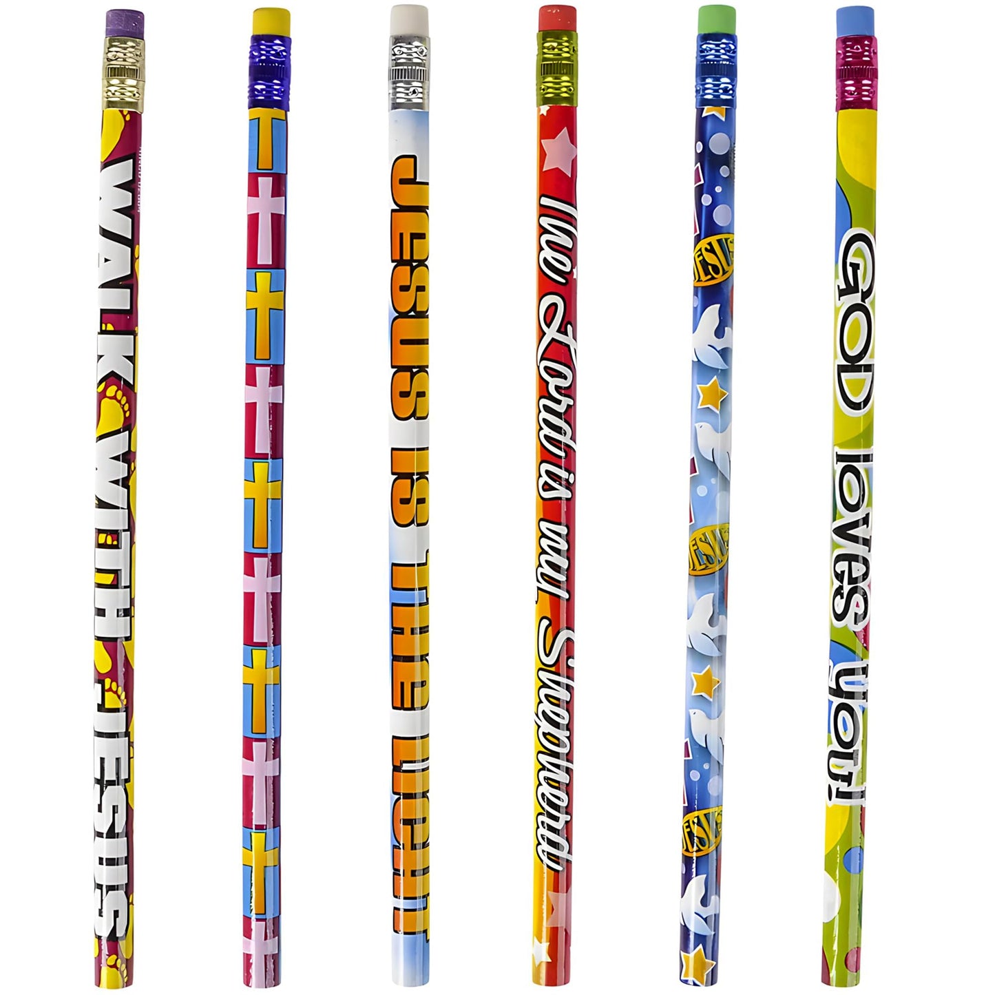 Rhode Island Novelty Lot of 100 Assorted Religious Christian Themed Pencils - 7.5