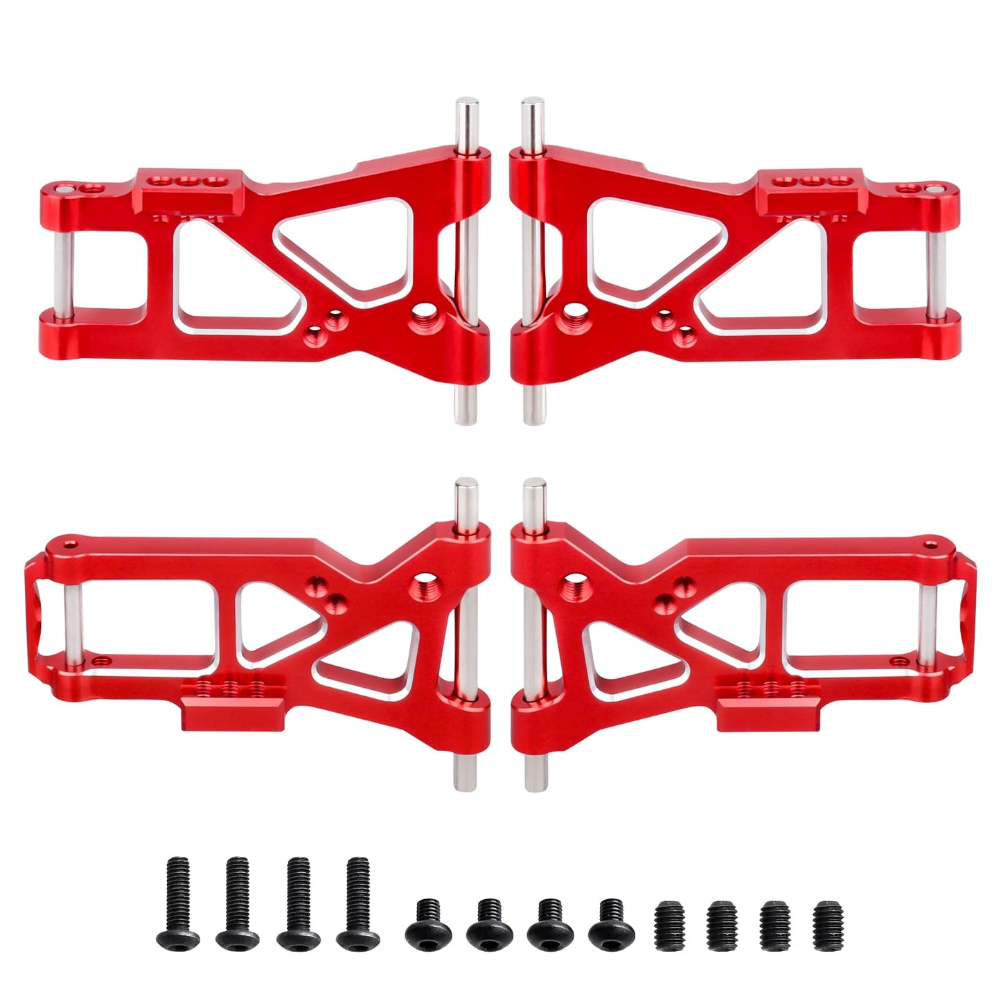 GoHobby Aluminum Suspension Arms Set Front & Rear for Traxxas 4-Tec 2.0 VXL AWD 1/10 RC Touring Car (Red)