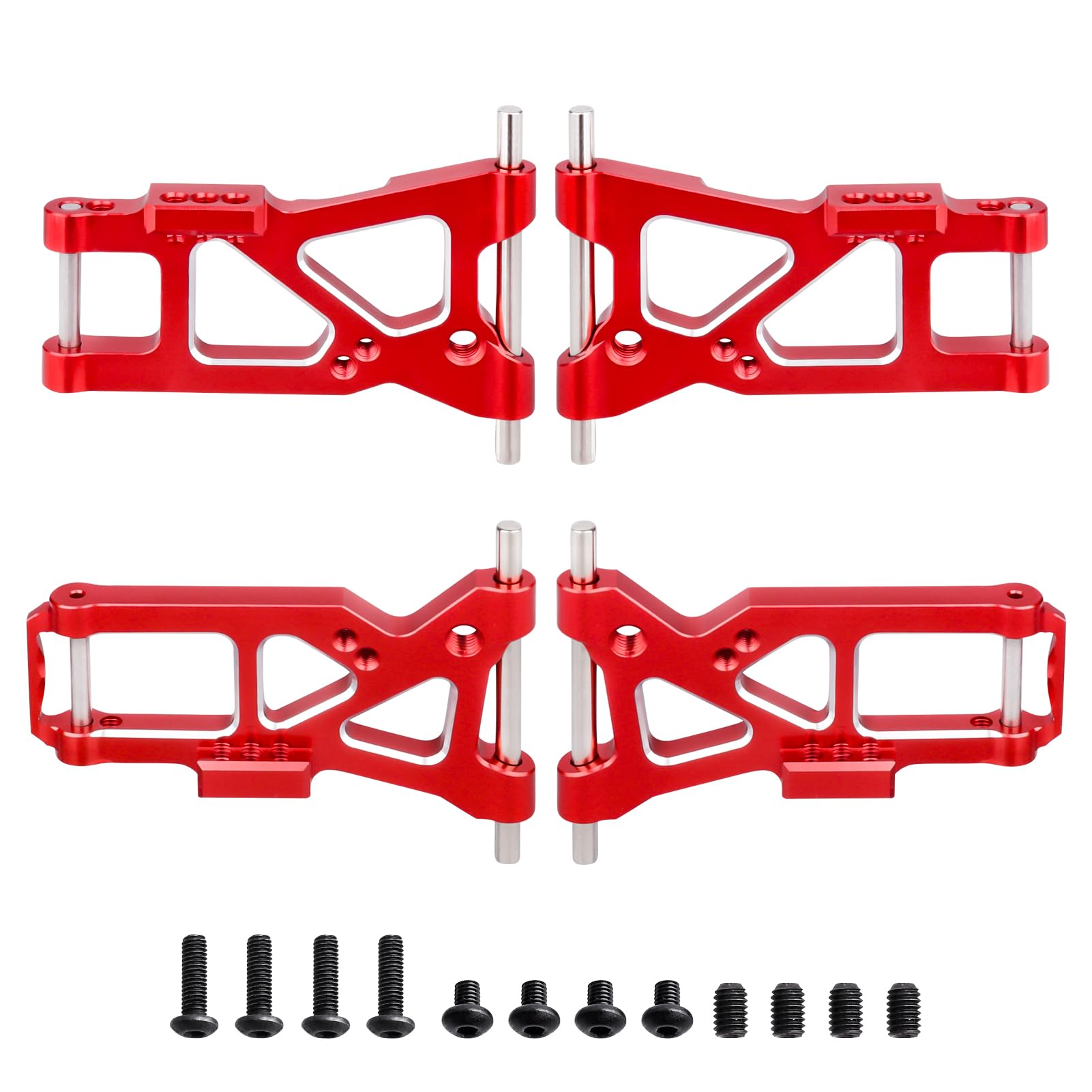 GoHobby Aluminum Suspension Arms Set Front & Rear for Traxxas 4-Tec 2.0 VXL AWD 1/10 RC Touring Car (Red)
