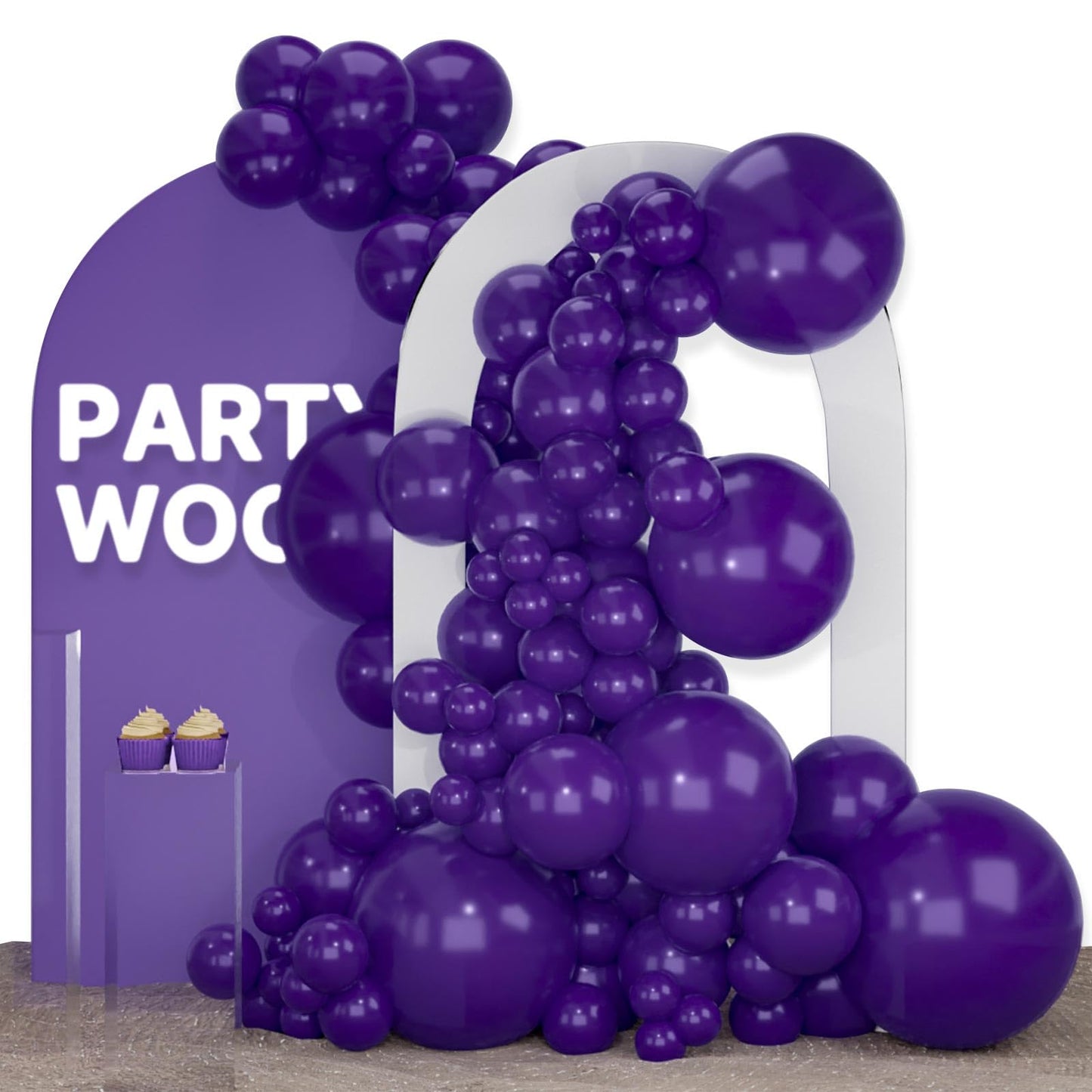PartyWoo Royal Purple Balloons, 140 pcs, Rubber, 5-18 Inch Sizes for Garland/Arch Decorations, Color: Purple-Y16