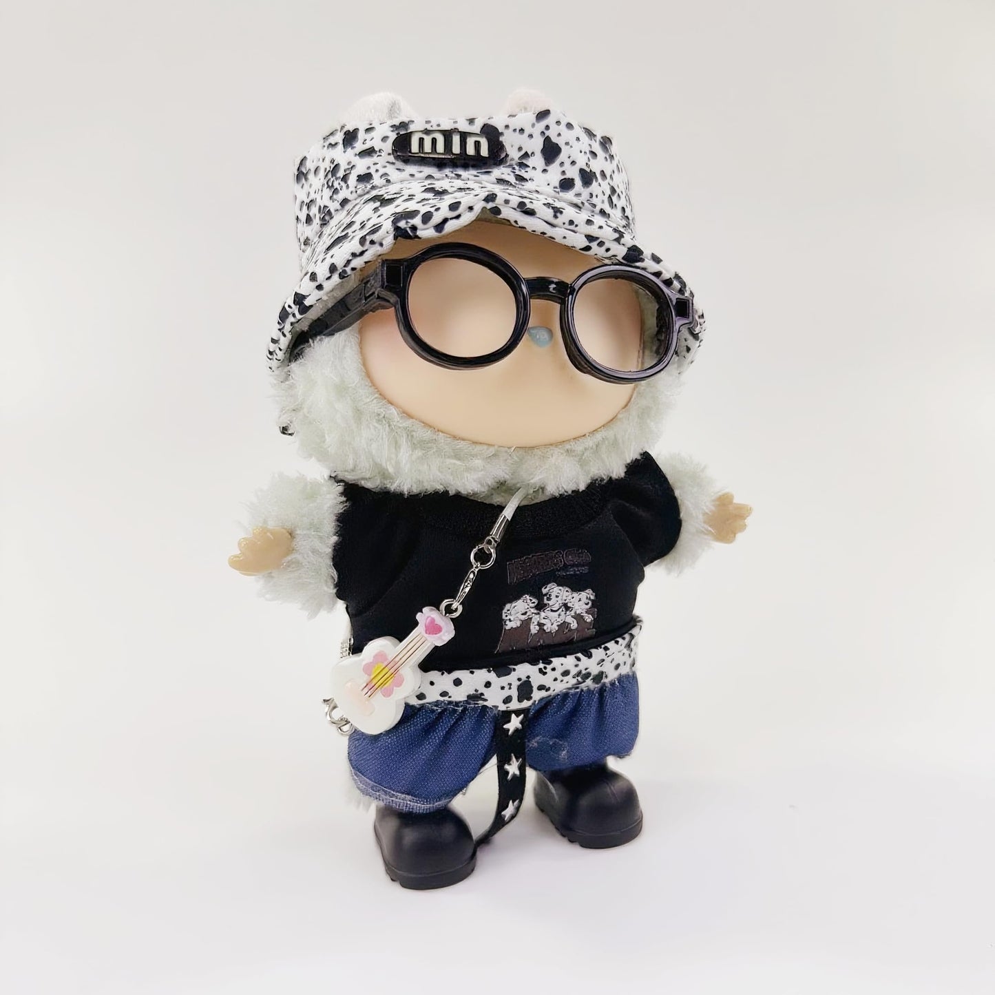 Stylish 17cm Doll Clothes(NO Dolls)  Cute Doll Outfits with Hat + Top + Pants + Glasses + Shoes  Adorable Dolls Clothes Accessories for Dress Up