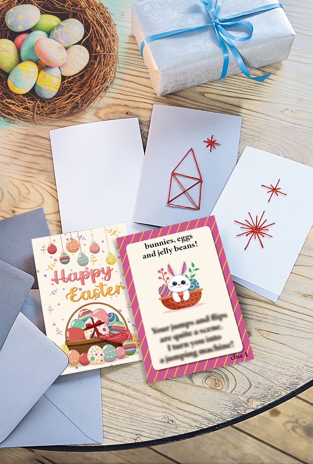 BEUFSE Outdoor Easter Scavenger Hunt Cards - Medium Cardboard with Envelopes for Easter Party Activities and Games