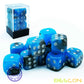 Bescon Two Tone Glowing Dice D6 16mm 12pcs Set Blue Dawn, 16mm Six Sided Die (12) Block of Glowing Dice