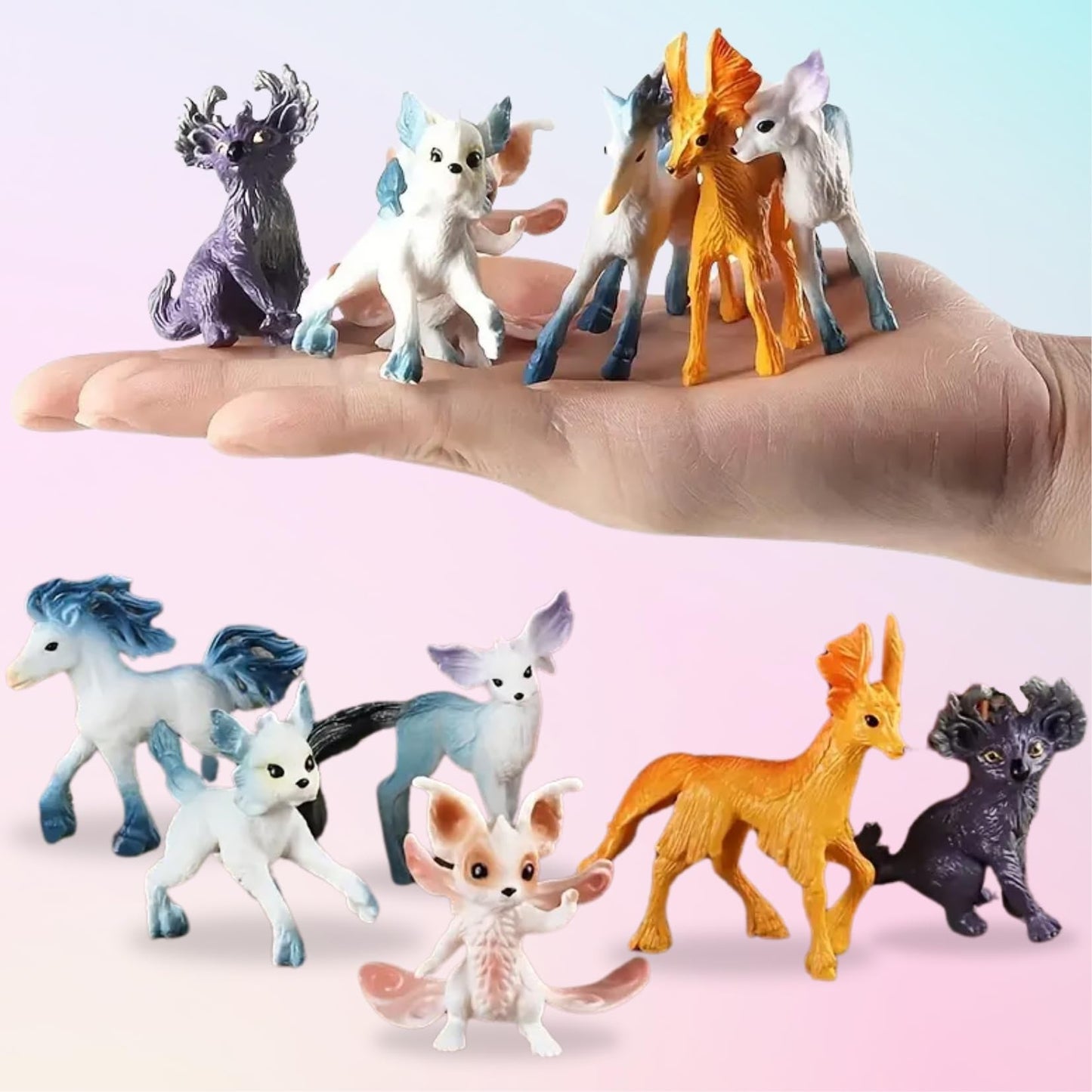 Liberty Imports 12 Pack Fantasy Creatures Figurines Set - Multicolor Plastic Fairy Animals & Mythical Toy Figures, Model KZ956-030E