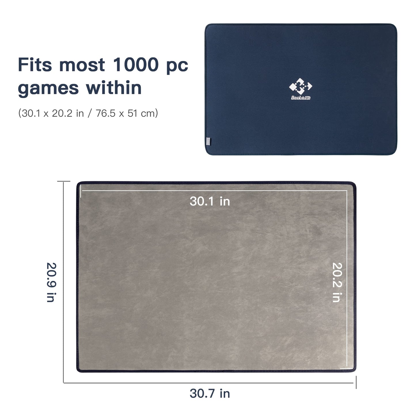 Becko Jigsaw Puzzle Board - Portable Puzzle Mat for 1000 Pieces, Non-Slip Flannelette, Gray