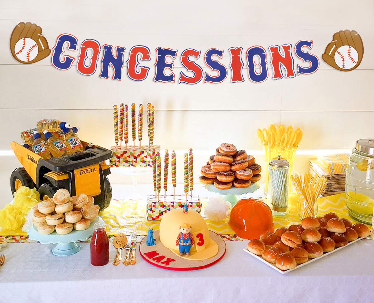Baseball Party Supplies Concessions Banner - Sports/Baseball Themed First Birthday Party Decorations Favors