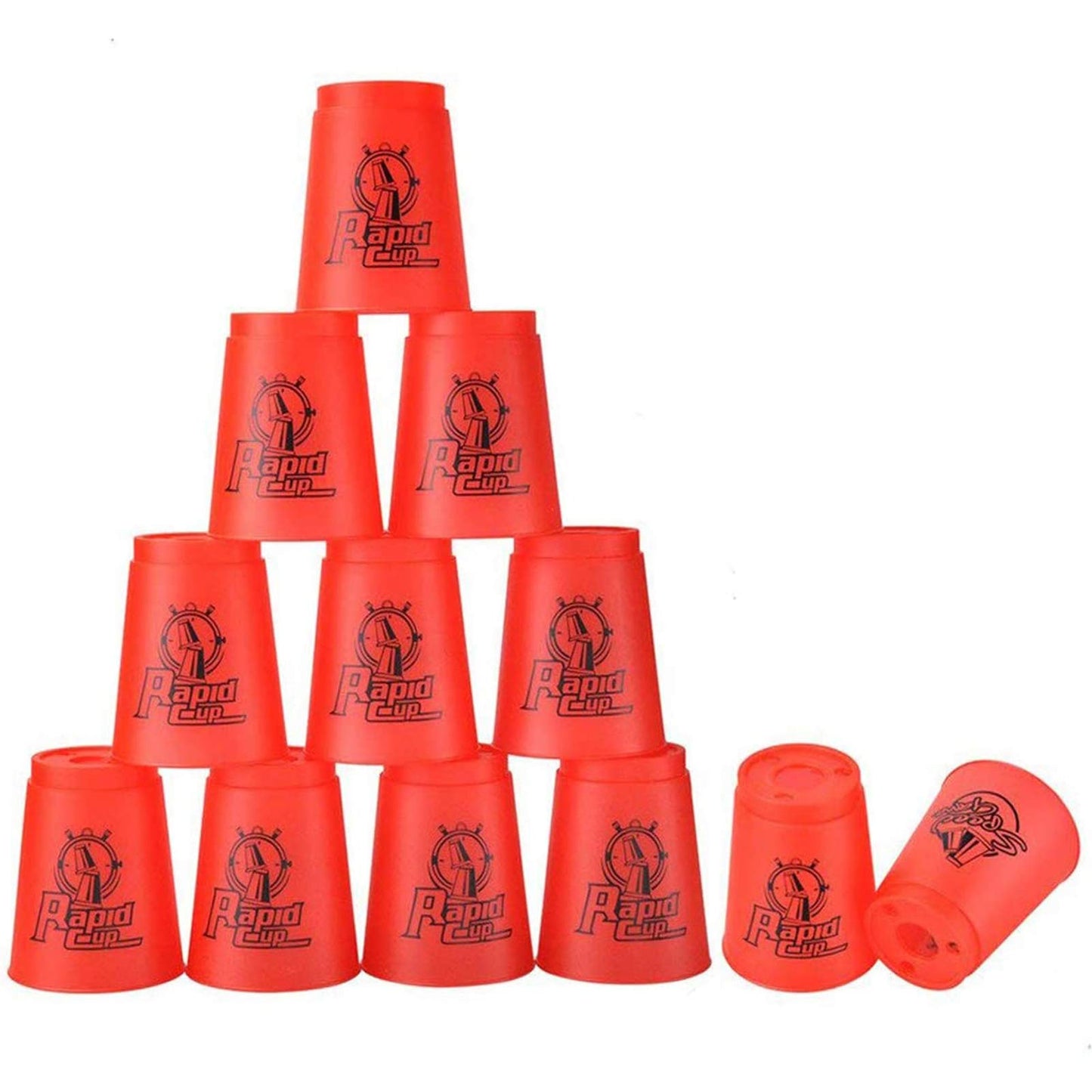 Seisso Stack Cups, Stacking Cup Set Classic Speed Training Stack Game Toys For Boys Girls Kids Stacking Cups (12 Pack Red)