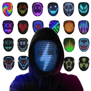 COKOTEE Led Mask, Light up Mask with Gesture Sensing, Face Transforming Mask for Halloween Festival Cosplay Costume Masquerade P
