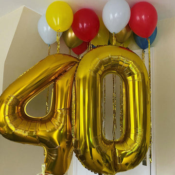 40 Inch Gold 40 Number Balloons Giant Jumbo Huge 40 Foil Mylar Helium Number Digital Balloons Gold Birthday Mylar Digital Balloo