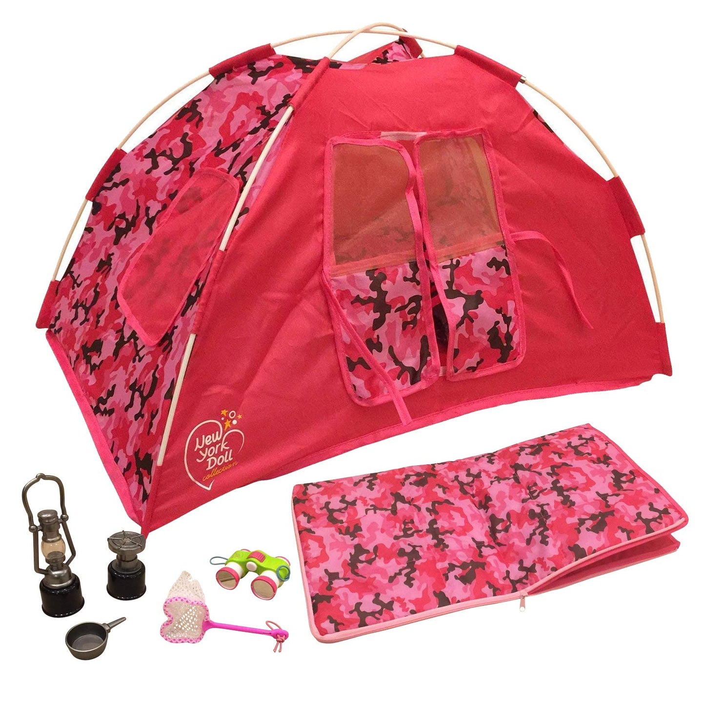 The New York Doll Collection Camping Set For 18 Inch Dolls - Super Cute Doll Camping Set - Light Up Lantern - Safety Tested
