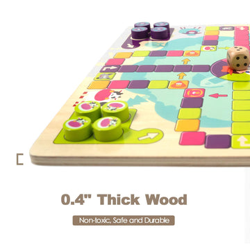 Omotiya Flying Chess For Happy Farm, Wooden Board Game For Kids Toddlers And Family Age 3 And Up For 2-4 Players, Boys And Girls