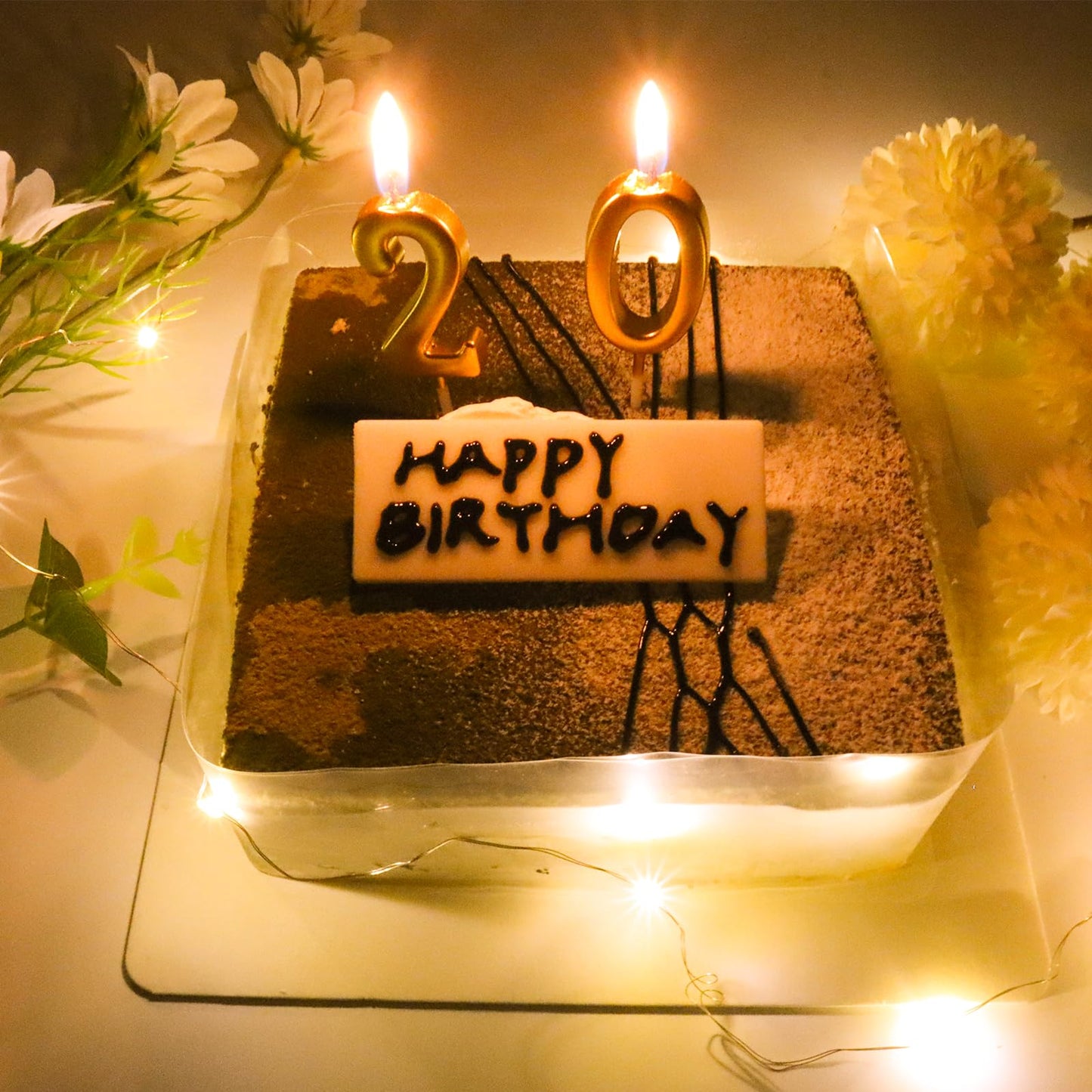Chanseen 10Pcs Gold Number Candles 0 1 2 3 4 5 6 7 8 9 Birthday Candles for Cake Decorations Party Wedding Anniversary Celebrati