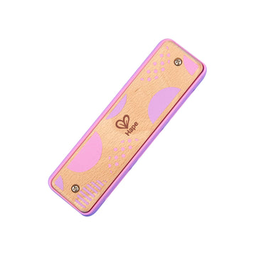Hape Blues Harmonica | 10 Hole Wooden Musical Instrument Toy For Kids, Pink (E8918)