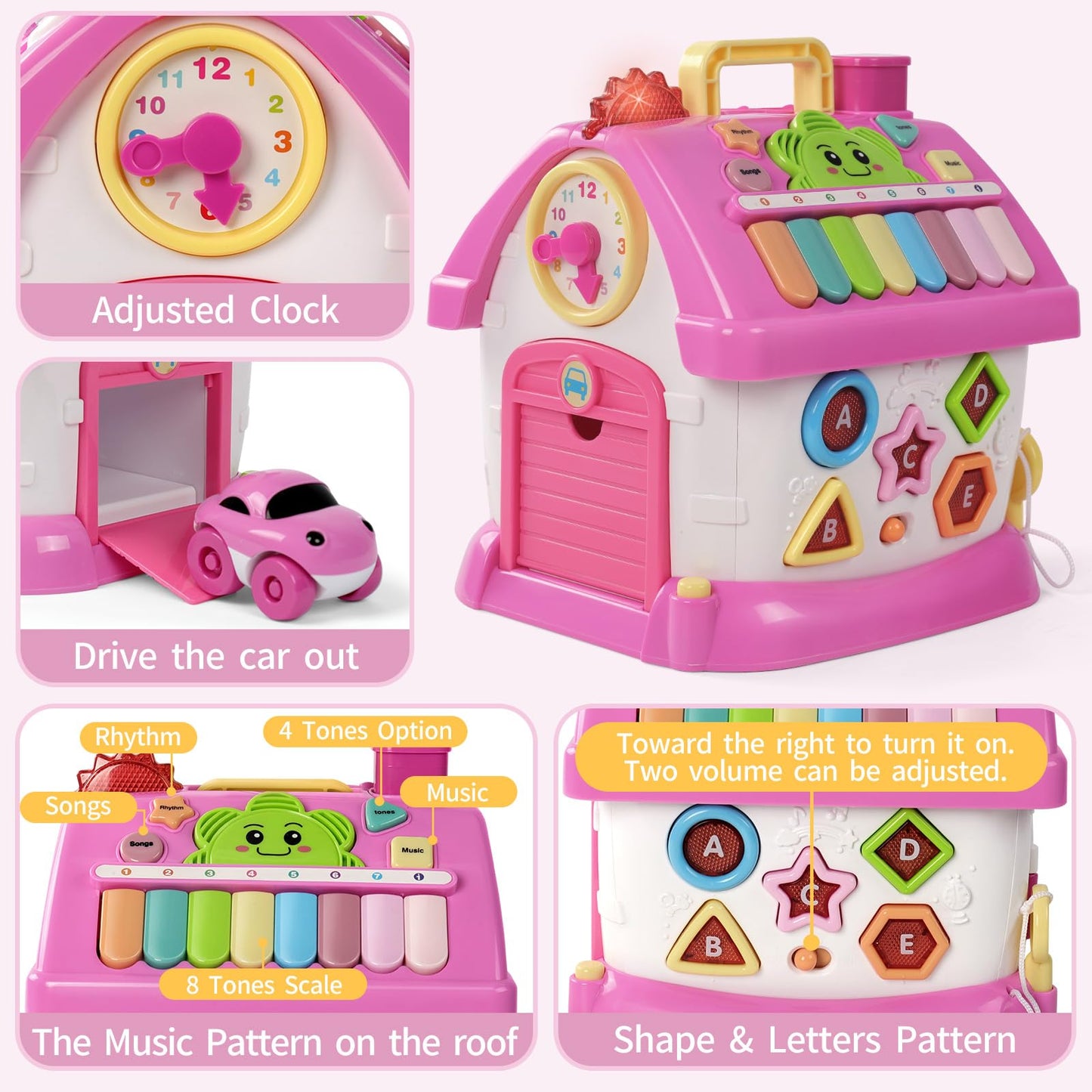 Wdebay Multifunctional Learning Toy House&Activity Cube, Montessori Toys For 1 Year Old Girl Gift For First Birthday, One Year O